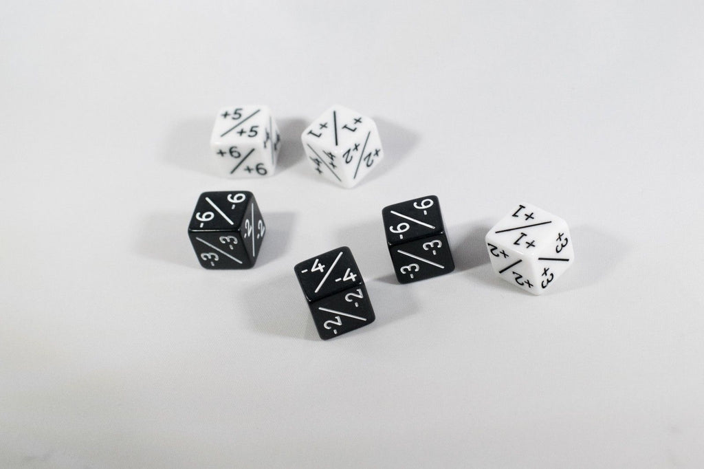 White & Black D6 MTG +1 & -1 Counter Dice - 6 Pack - Magic: The Gathering DnD