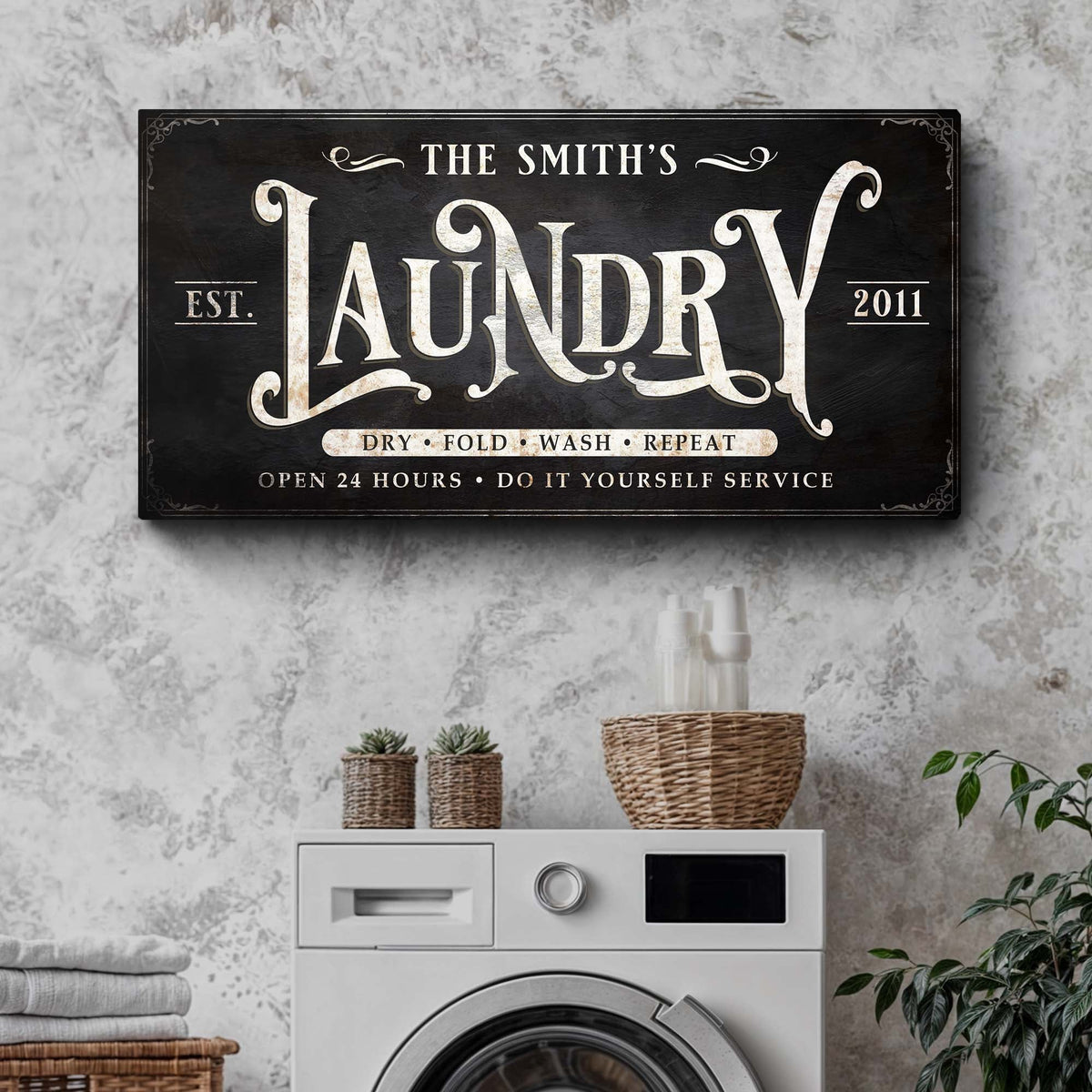 Laundry Room Sign | Farmhouse Laundry Sign | Personalized Laundry Room Decor | Vintage Laundry Room Decor | Wash Dry Fold Laundry Sign
